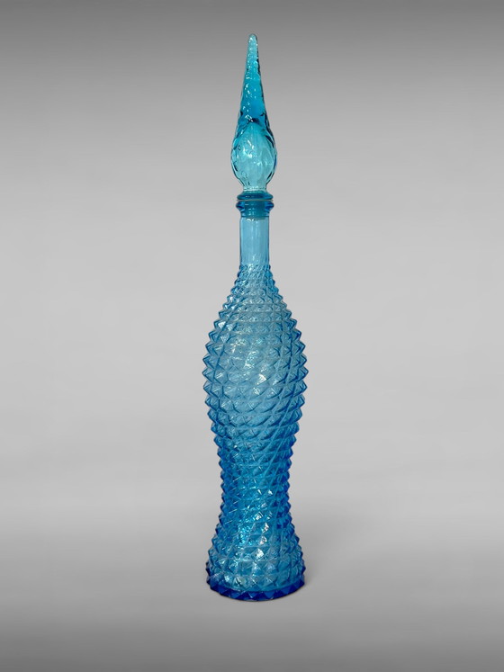 Image 1 of Caraffa in vetro vintage Empoli modello "Genie" con tappo a fiamma - anni '60, Italia