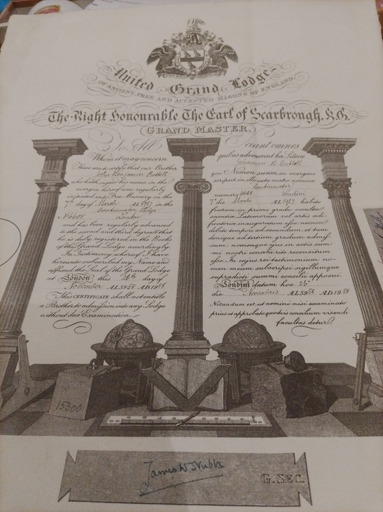 Image 1 of Certificat maçonnique authentique 