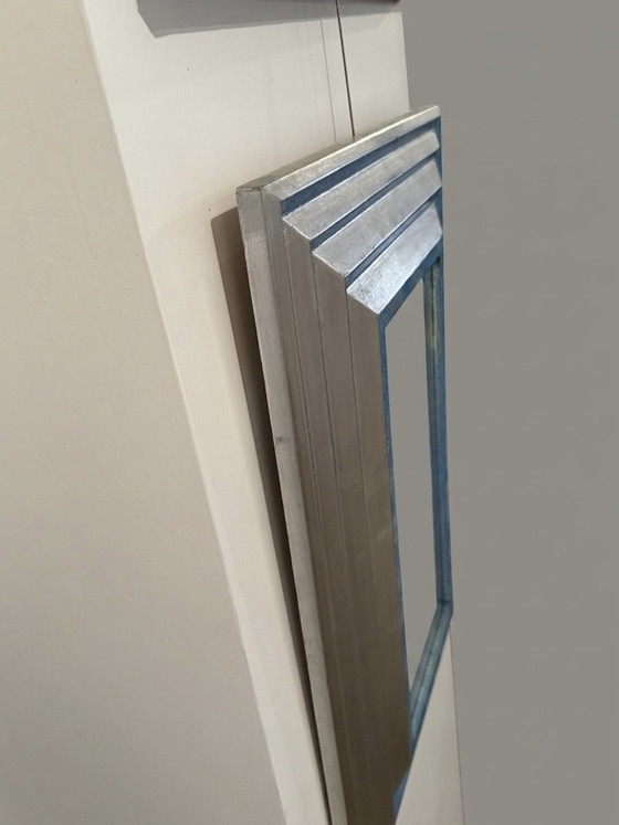 Designer mirror measures 21 x 45 cm, finished size in frame 43 x 67 cm – Glass, Metal (photo 7 of 9)