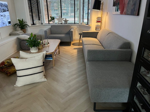 Artifort Mare Bank, 1,5 zits stoel en hocker - Grijze Wol