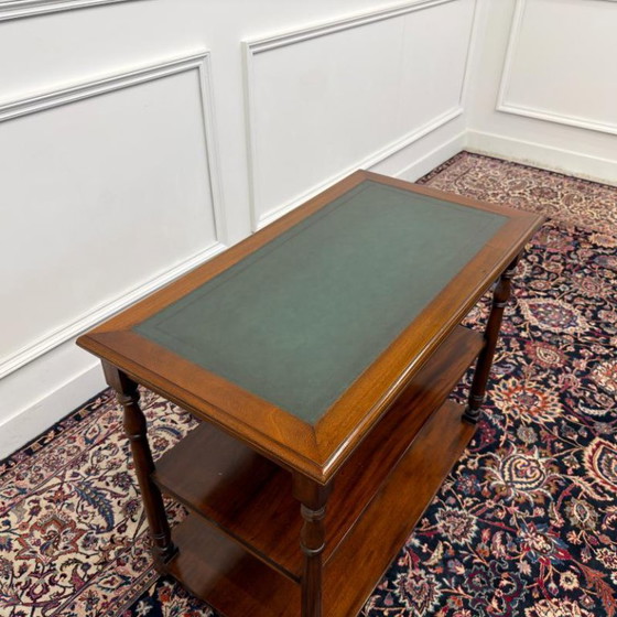 Klassieke Engelse Sidetable met groen lederen blad – Bijzettafels, Leer, Hout (photo 7 of 9)