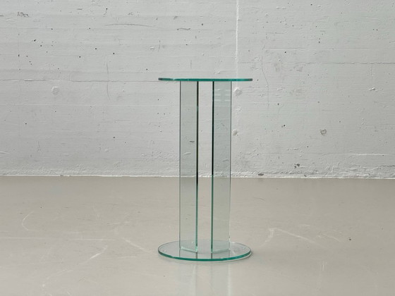 Image 1 of Minimalist glass flower stand/pedestal, 1980s