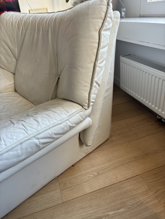 Image 1 of Vintage Italiaanse wit lederen designer fauteuil 
