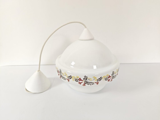Image 1 of Lampada a sospensione in vetro vintage floreale / Luce a sospensione retrò / Stile metà secolo
