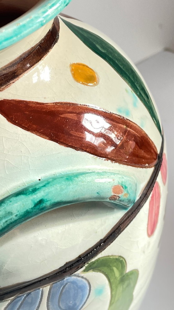 Image 1 of Italian Majolica Vases with Dragon Motif