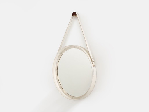 Jacques Adnet Original Cream Leather Mirror 1940