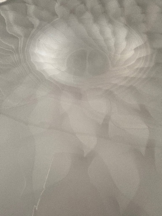 Large Vintage Italian Murano Glass Pendant Lamp – White Swirl Glass – 1970/80's (photo 7 of 12)