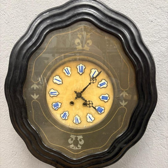 Image 1 of Vintage wandklok, houten kast, decoratieve wandklok uit het midden van de 20e eeuw, circa jaren 1950-1960