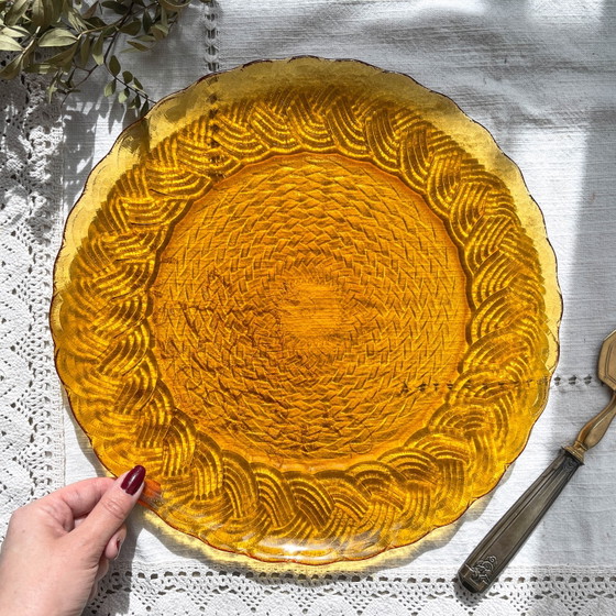 Plat rond en verre ambré ATLANTIC Arcoroc France 1950 – Vaisselle, Glass (photo 3 of 10)