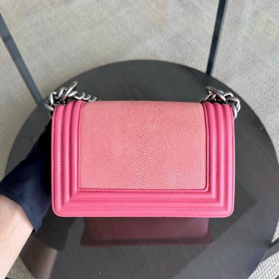 Image 1 of Chanel Boy Small - Stingray Pink Ruthenium Silver Hardware Serie 18