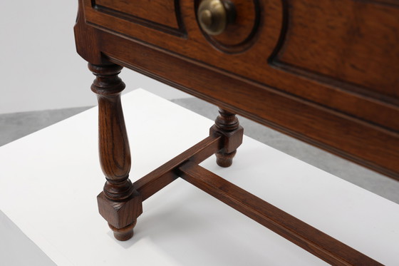 Image 1 of Paire de tables de nuit rustiques en chêne avec tiroir, années 1950