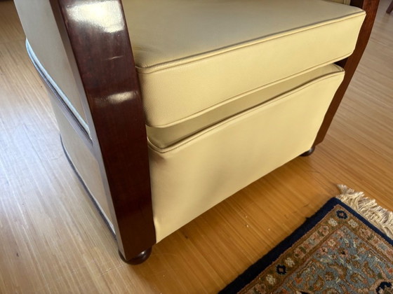 Image 1 of Set di poltrone Art Déco in pelle e legno di mogano, 1920