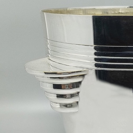 Image 1 of 1930er Jahre Wunderschöner Art Deco Eiskübel von Vuillermet aus versilbertem Stahl. Hergestellt in Frankreich
