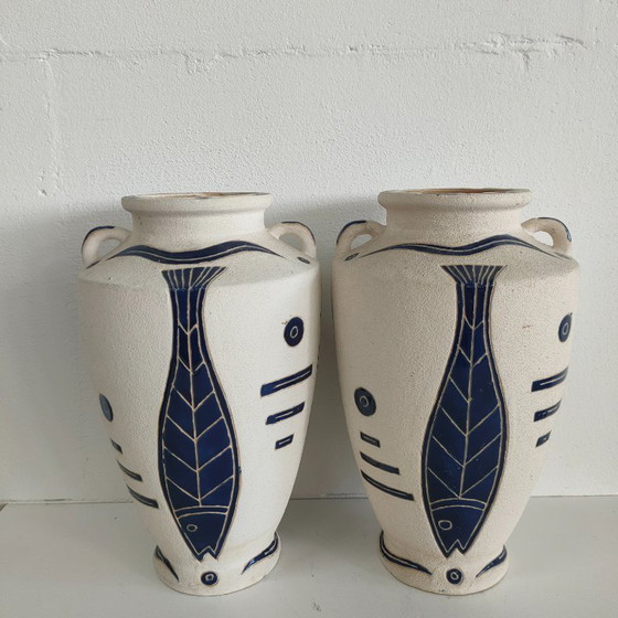 Image 1 of Unieke set aardewerk kruiken vazen (griekse stijl)