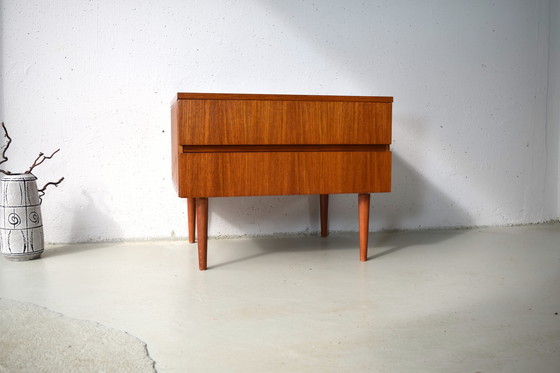 Image 1 of Mid-century teak dressoir, vintage kast, nachtkastje, ladekast