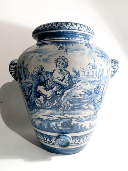 Grand Vase en céramique de Savona peint à la main, 1725