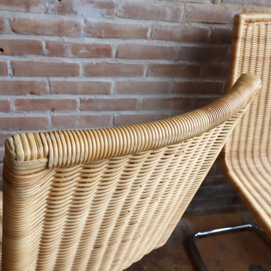 Image 1 of Set 4 rieten buisframe Chroom design jaren 80