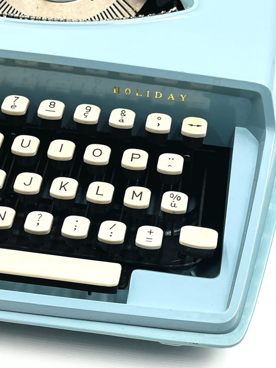 Remington Holiday Portable Typewriter, Decorative Objects, Metal, Plastic, Blue, Vintage (photo 7 of 15)