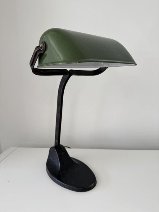 Vintage VIKTORIA Industrial Desk Lamp – Green Enamel – Cast Iron Base – tafellampen, Metal