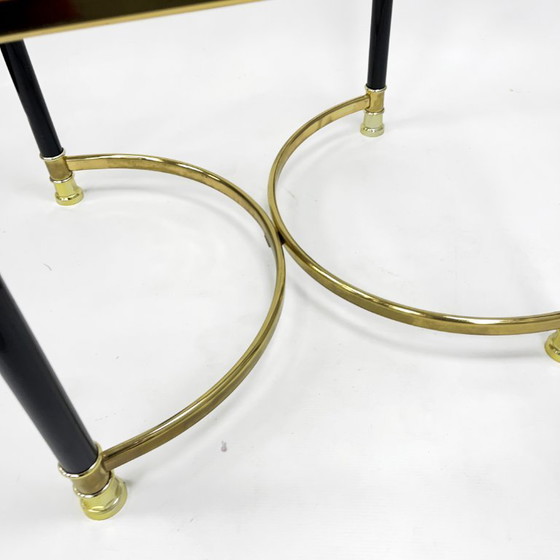 Image 1 of Hollywood Regency Side Table, Brass and Glass, 1970s, Maison Jansen Style