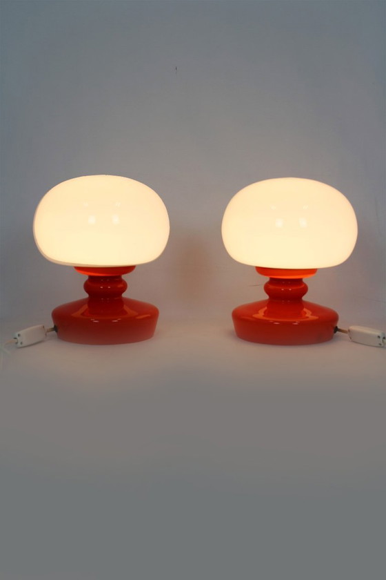 Image 1 of Glass Table Lamps attributed to Stepan Tabery for Osvetlovaci Sklo, 1970s, Set of 2