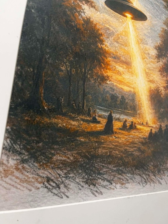 Image 1 of UFO sunset Black Framed Wall Art – Aesthetic Decor