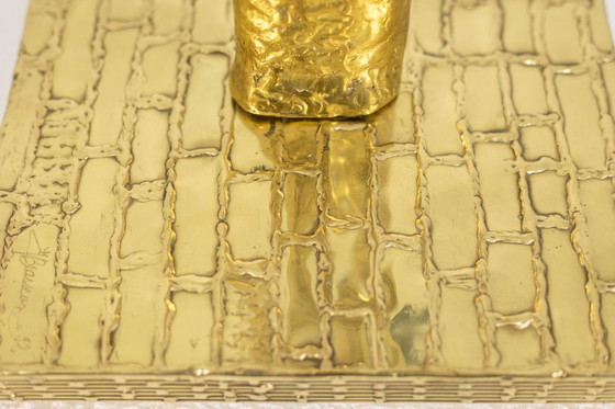 Image 1 of Jacques Duval Brasseur, Groot cactussculptuur in verguld messing. 1992