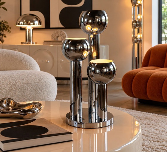 Vintage Space Age Chrome Table Lamp 1970s – Metal (photo 2 of 12)