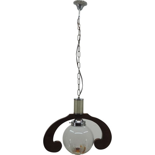 Mid century glass chandelier, Italy 1950s