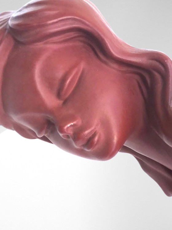 Image 1 of Cortendorf ceramic nude brown sculpture h. 35,5cm figure erotic naked woman model no. 1286 made in western germany vintage