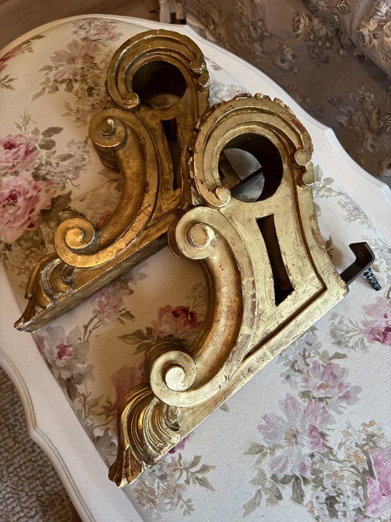 2 decorative Louis Philippe wall Consoles – Wood, Gold (photo 10 of 11)