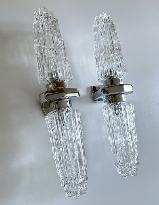 Image 1 of 2X Very Large Space Age Glass Wall Lights