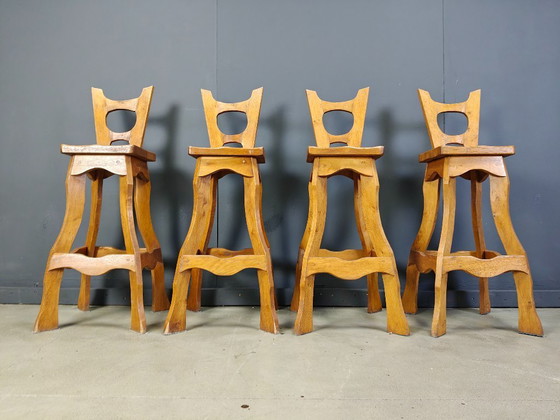 Image 1 of Vintage brutalist bar stool sset of 4 - 1960s 