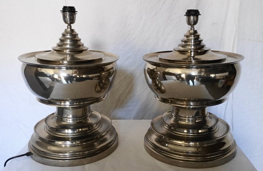 2x Eichholtz Pagoda Lamps With Black Shades
