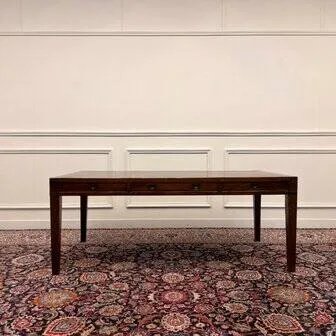 Classic English Eichholtz Campaign Writing Desk, Wood, Brass, Brown, Chesterfield (photo 3 of 18)