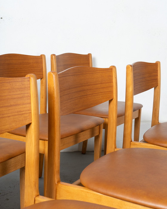 Image 1 of 6 X Danish Chairs Made Of Beech And Teak