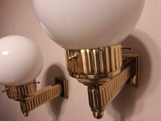 Image 1 of Paire d'appliques murales Astoria en laiton, par Josef Hoffmann, réédition WOKA Vienne