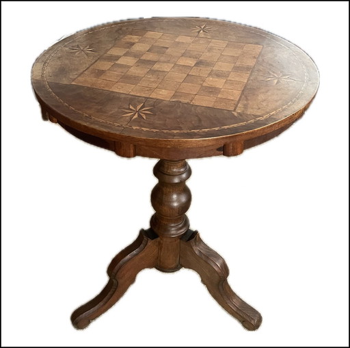 Antieke Klapbare Schaaktafel – Eind 19e / Begin 20e Eeuw
