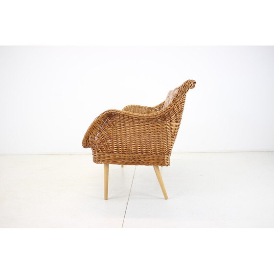 Image 1 of Vintage two-seater rattan sofa by Uluv, Czechoslovakia 1970s