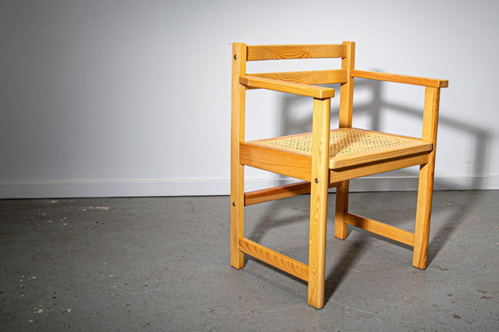 Image 1 of Sillón de pino y caña fabricado en Bélgica Circa. 1980