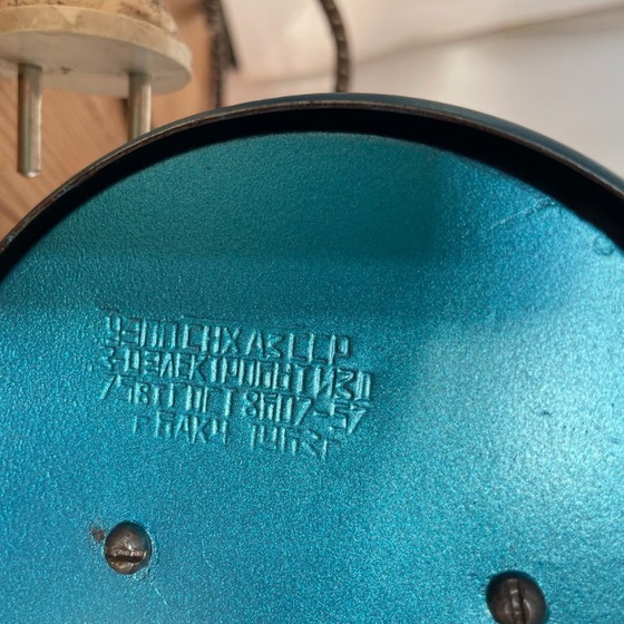 Rare Blue Metal Mushroom Table Lamp From USSR 1963 – Electrobut, Plastic (photo 8 of 11)