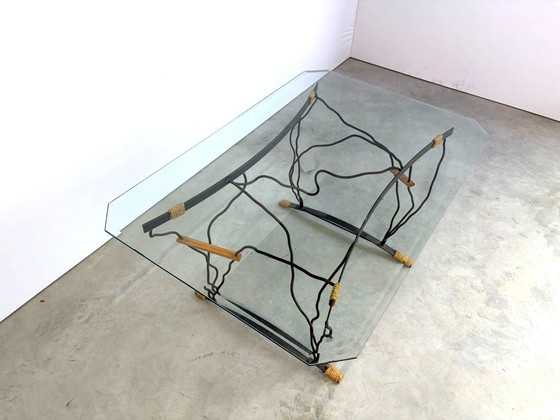 Vintage Wrought Iron and Glass Dining Table, 1970s (photo 15 of 17)