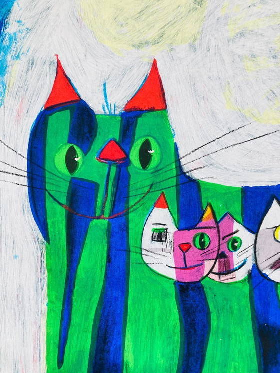 Image 1 of Franz L Lauter - Cat with kittens - Silkscreen