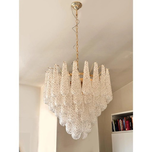 Lampadario in vetro di Murano dorato "Conchiglie" in stile moderno di metà secolo