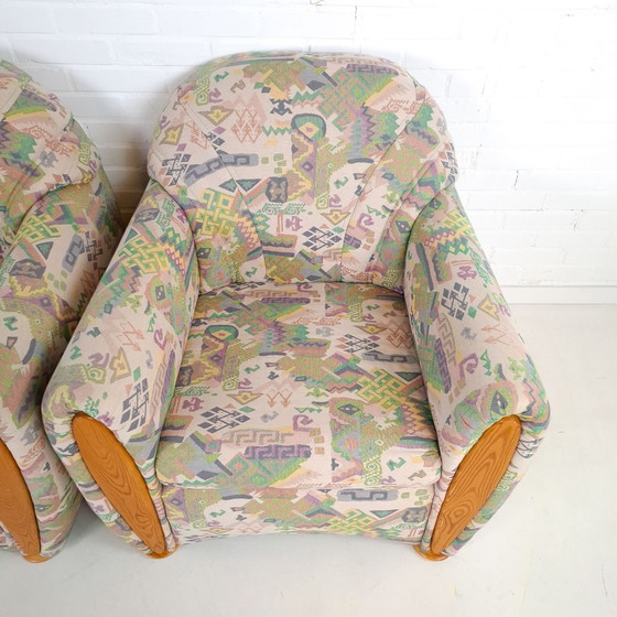 2x vintage armchair Art Deco style 80s – Textile, Wood (photo 7 of 9)