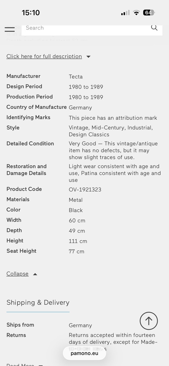 Image 1 of Set of 4 vintage Tecta D41 bar chairs