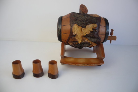 Image 1 of Botte e calici in legno intagliati a mano, anni '50.