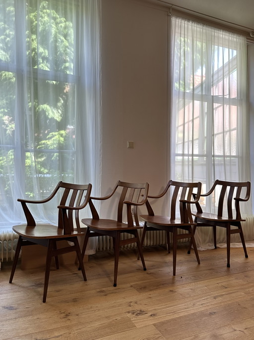 4x mesa de comedor Pastoe sillones Cees Braakman de mediados de siglo