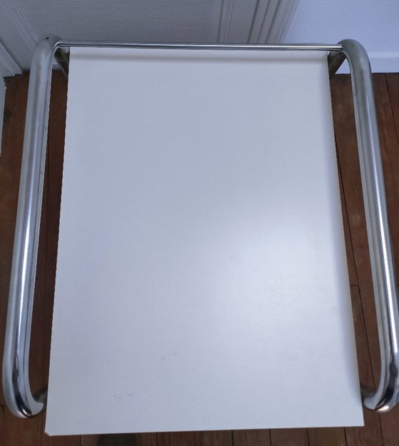 Image 1 of Comodino anni '80 in metallo laccato in acciaio inox