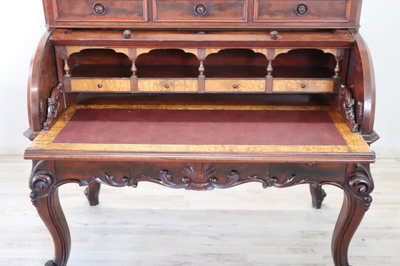 Image 1 of Antiker Rollschreibtisch in Nussbaum, Italien 19.